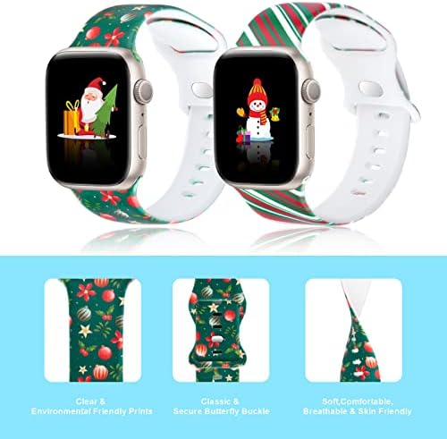 Божиќни Силиконски Спортски Бендови за Apple Watch Band 41mm, 45mm, 40mm, 44mm, 38mm, 42mm, Ултра 49mm, Смешен Ремен За Дизајн На Дедо