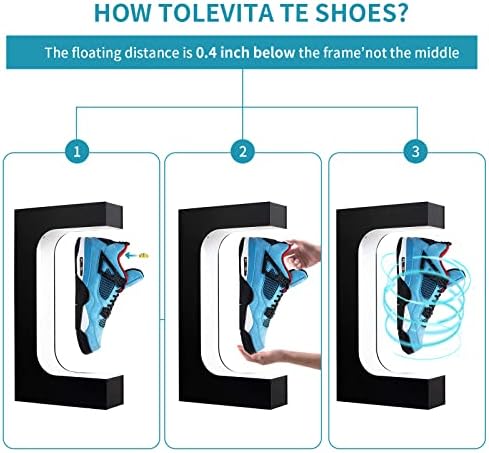 FTXOAM Левитирачки Дисплеј За Чевли, Акрилен LED Лебдечки Дисплеј За Чевли со Далечински Управувач од 16 Бои &засилувач; Вртење на Ротација од