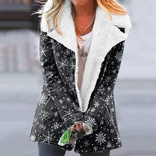 Едно гради карирана печатена јакна со долги ракави со џеб, топло зимско лаптоп, плус големина за надворешна облека