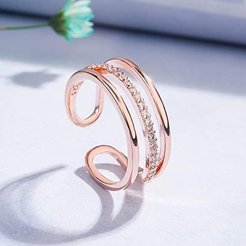 2023 Нов мулти слој дијамантски прстен женски жив прстен Едноставен моден накит со цвет прстен