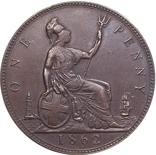 ВЕЛИКА британија 1862 1 Денар Монета Копија 31мм Колекција Подароци