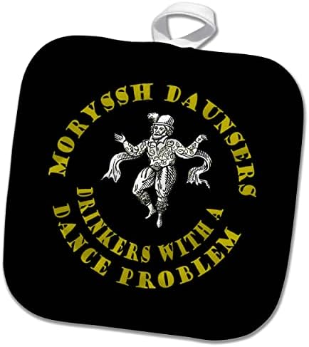 3drose Moryssh Daunsers пијалоци со жолт текст за танцување - Potholders
