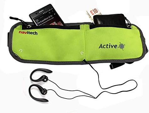 Navitech Green MP3/MP4 трчање/џогирање на спортски ремен отпорен на вода/лента за половината компатибилен со Lenco PODO-153