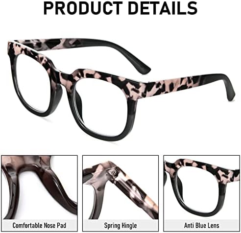 Mmoww 6 Пакувајте Преголеми Квадратни Очила За Читање За Жени Мода Во Стилот На Опра Сина Светлина Блокирајќи Ги Читателите Со Пролетна
