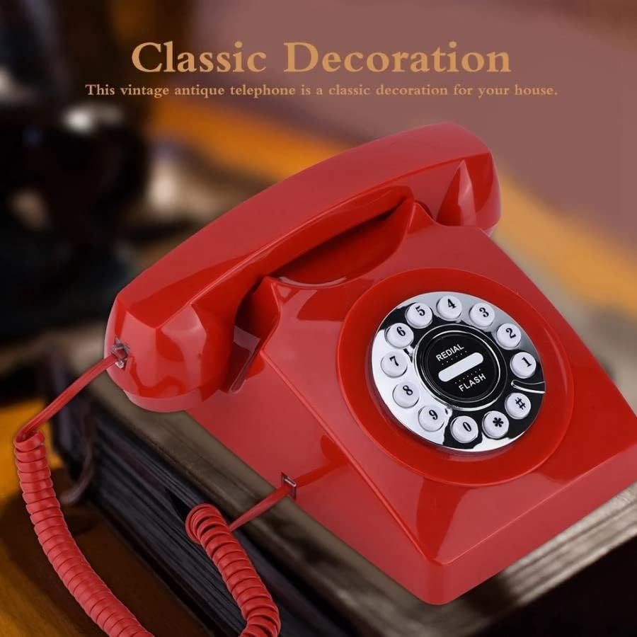 Zykbb Rotary Dial Phone Wired Retro Telephone за домашна канцеларија за откажување гроздобер антички телефон