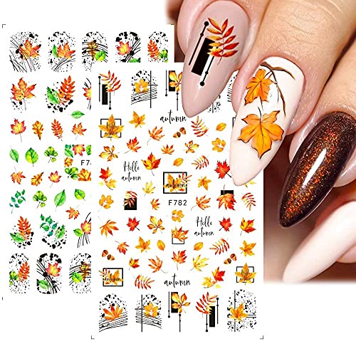 Налепници за уметност на есен за нокти, декорации за лисја од лисја, пад на лисјата за нокти, за налепници на есенски лисја нокти налепници