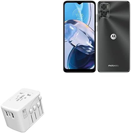 Полнач за полнач Boxwave Компатибилен со Motorola Moto E22i - Меѓународен полнач за wallидови на PD, 3 USB меѓународен адаптер за полнење