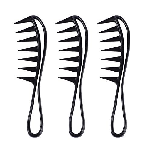 3 парчиња чешел за коса широк заб пластичен чешел чешел салон за фризури за фризура масажа за стилизирање на коса за навивам за