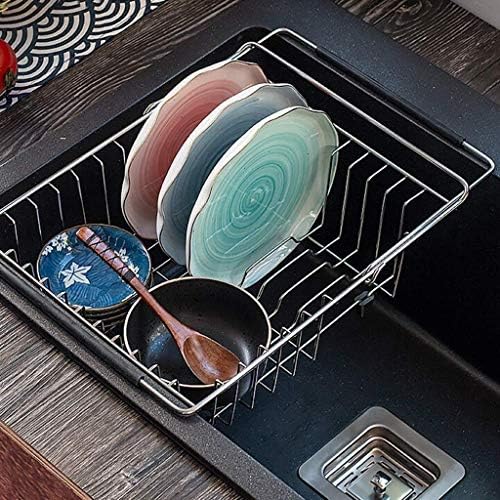 Јах Телескопска корпа за одвод ， прилагодлива преку мијалник за мијалник за миење садови од не'рѓосувачки челик за сушење на шалтер или во мијалник