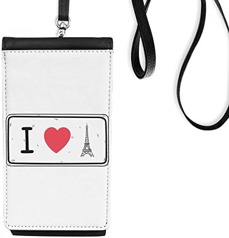 Јас многу го сакам Ајфеловата кула зборови образец телефонски паричник чанта што виси мобилна торбичка црн џеб
