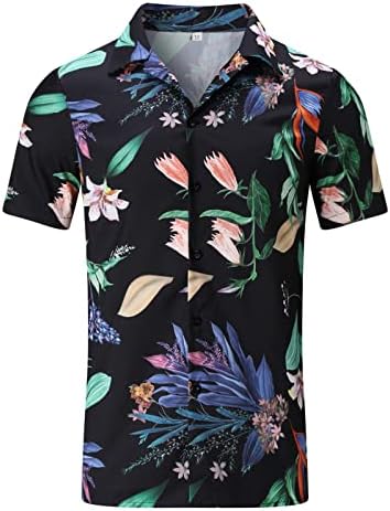 Облека за плажа на Хавајски плажа поставени за мажи, летно тропско дрво печатено опуштено-фит хаваи кошули шорцеви 2 парчиња костуми