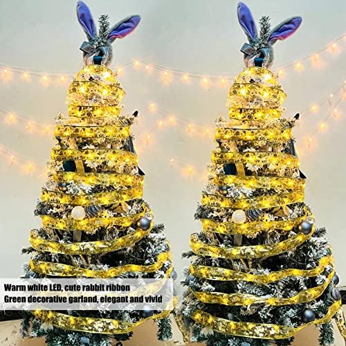 Светла за божиќни ленти Plplaaoo, светла со лента за елка од 5 метри, светла со жица со батерија, златни Божиќни ленти самовила, висат LED