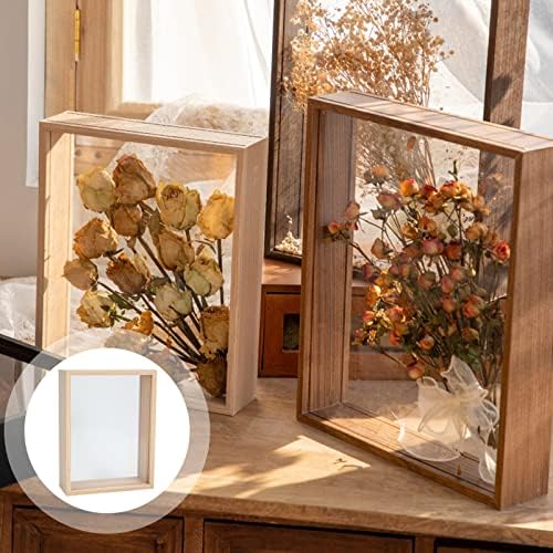 Topbathy Дрвена сенка кутија рамка Притиси за цветни растенија примероци со фото рамка за приказ на приказ DIY слика за слики за сушени лисја