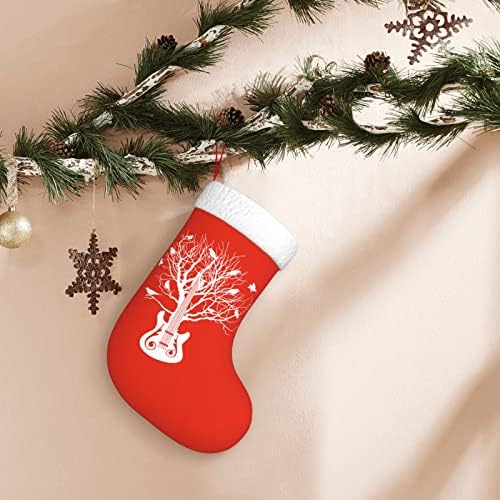 Cutedwarf гитара бело дрво музика Божиќно порибување Божиќни празници за одмор камин виси чорапи 18 инчи чорапи