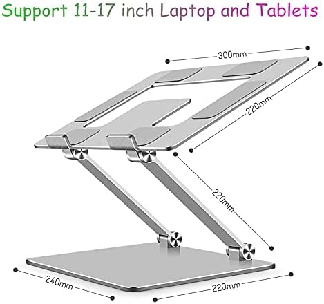Zhuhw со две оски лаптоп за прилагодување, алуминиум бесплатен држач за држач за држач за десктоп таблета