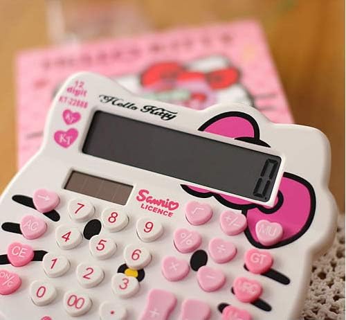 Здраво писе калкулатор Супер симпатичен 12 цифрен калкулатор Девојче и жена Калкулатор Голем ЛЦД дисплеј со двојно возење со соларна енергија и батерија за училишн