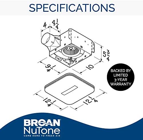 Broan-Nutone SPK110RGBL ChromaComfate BASION издувни гасови вентилатор бело и AE110LK Flex Flex BATAION вентилатор за вентилација со LED