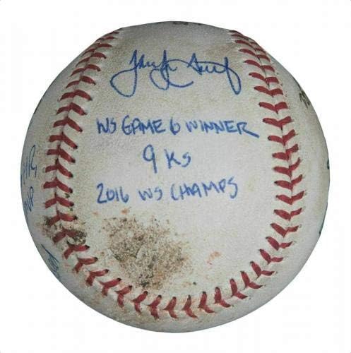 Крис Брајант Чикаго Кобс потпиша Светска серија Игра 6 игра Користена бејзбол ЈСА - МЛБ автограмирана игра користена бејзбол