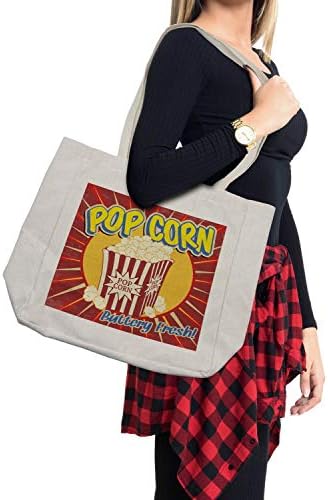 Амбесон, ретро торба за купување, гроздобер гранџ поп пченка комерцијална печатење старомоден кино филмски филм закуска, еко-пријателска