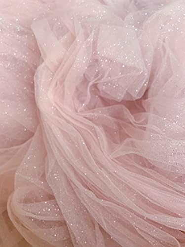 Ткаенина За Занаетчиско Шиење 3 Јарди Искра Розова Ткаенина Од Тул со Сјај за Костим За Фустанска Мода