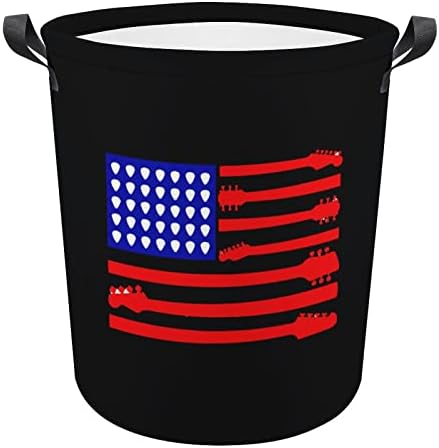 Гитара Американско Знаме Кошница За Перење Корпа За Складирање Што Се Склопува Корпа За Отпадоци За Облека За Облека За Дома