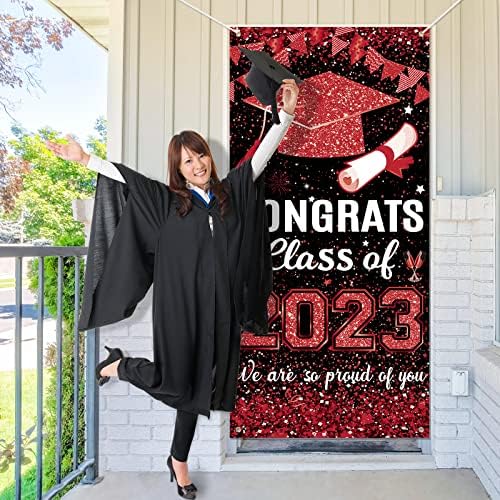 Банер за дипломирање, Позадина За Дипломирање За Фотографија, Честитки Класа На Украси За Дипломирање од 2023 година За Декор На Врата И Забава - Црна И Канелени