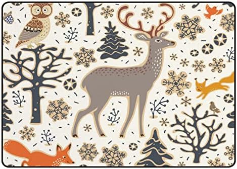Xollar 63 x 48 во големи детски области килими Зимска шума був елен лисица снегулки мека расадник бебе плејматски килим за детска соба за играње