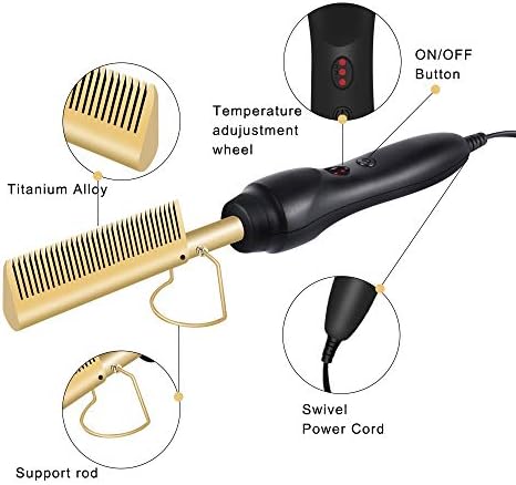Xdkll коса затемнувач за затегнување на косата топла чешел влажна и суво користење професионална четка за четка за електрична легура чешел за чешлање на чешел
