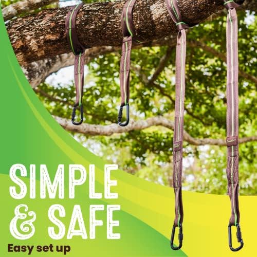 Вртено за вртење на дрво за вртење на дрво - комплет за хамак, нишалки на дрвја, издржливи, водоотпорни, без 'рѓосани, вклучени
