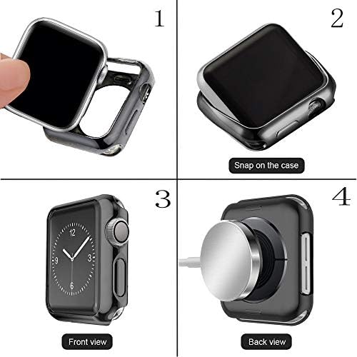 ISENXI компатибилен за Case Apple Watch Case 44mm Серија 5 серија 4,2 пакет мека обложена TPU заштитна кутија отпорна на гребење,