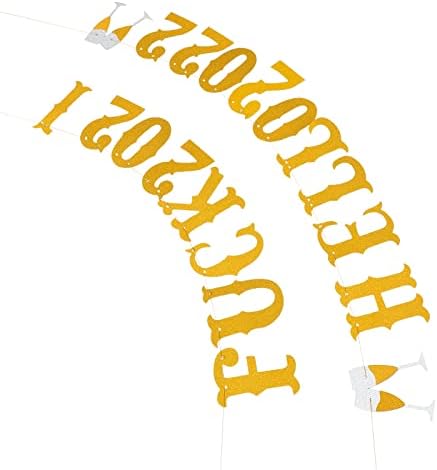 Галпада Среќна Нова Година Декорации 1 ПЦ Здраво 2022 година Нова Година за декорација на хартија Златен кромид хартија банер