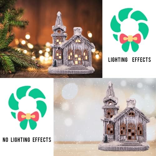 Tioili Snow Christmas Buildle Building Buildes Town со топла LED светло Божиќна декорација орнаме управувана од батерија