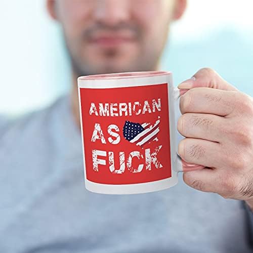 Америка Мапа Знаме Керамички Кафе Кригла Со Боја Внатре И Се Справи Со Чај Чаша За Жени Мажи розова стил