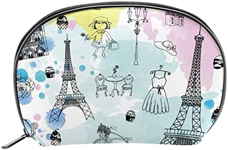 Тбуобт Торба За Шминка Патување Козметичка Торба Торбичка Чанта Чанта Со Патент, Ајфеловата Кула Париз Сликарство