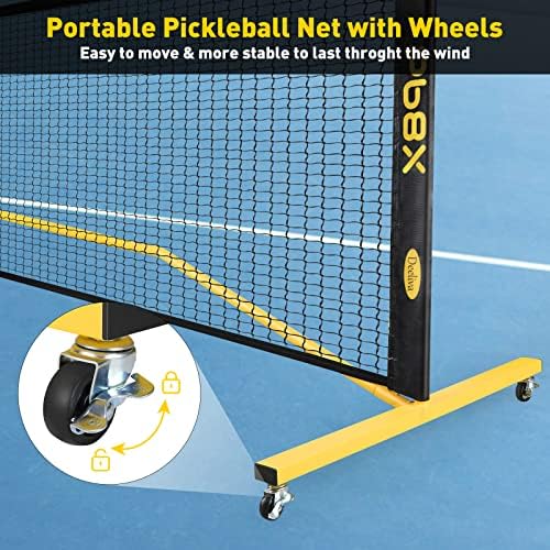 Нет -пикбол мрежа со тркала преносен професионален пикбол сет со нето 48 пакет на отворено топки за пикабол во согласност со стандардот на американскиот
