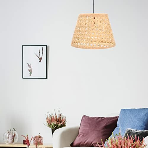 Осалади ламба нијанси на ратан ламба во форма на ткаени лабави рустикална фарма Е27 Е14 светлосни капаци за дневна соба Домашен ресторан декор