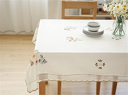 Jkuywx Европа цвеќиња табела со бела шуплива чипка памучна постелнина, изолирана табела крпа ТВ кабинет Покриена крпа