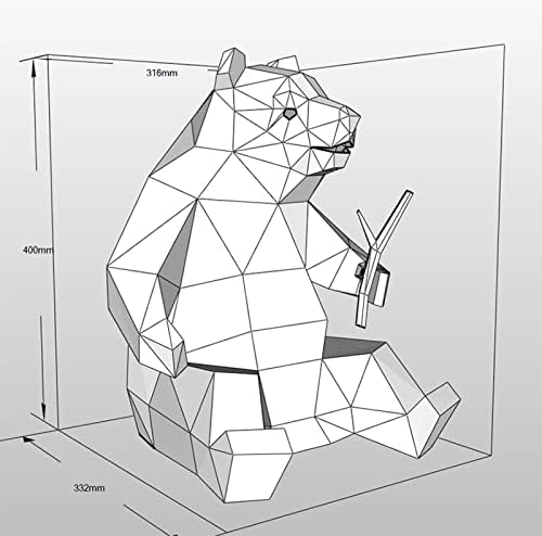 WLL-DP креативна панда изгледа хартија скулптура DIY хартија трофеј 3Д оригами мозаик хартија модел геометриски украси за декорација на домови