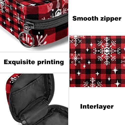 Санитарна торба за складирање на салфетки, торбичка за подлога, торбичка за подлога, мала торба за шминка, Божиќна снегулка црна лента