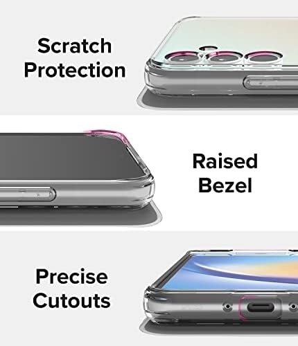 Рингке Фузија [Анти-Отпечаток] Компатибилен Со Samsung Galaxy A34 5G Случај, Заштитен Цврст Заден Удар Отпорен На Тпу Браник Проѕирен Капак Отпорен На Дамки За Жени, Мажи-Мат