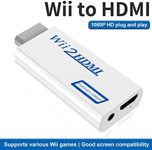 Xsusmom Wii До HDMI Конвертор, Wii До hdmi Адаптер 1080p СО 5ft ГОЛЕМА Брзина HDMI Кабел Wii2 HDMI Адаптер со 3,5 mm Аудио Приклучок&засилувач;1080p