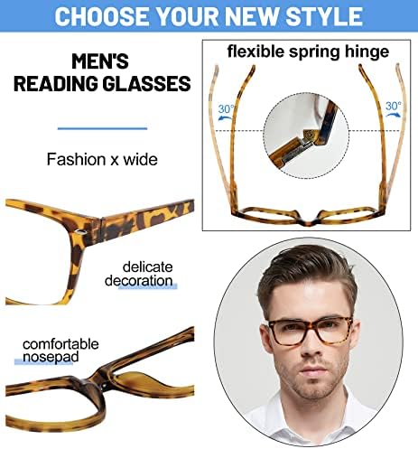 Occi Chiari Големи очила за читање мажи 2.5 Преголеми квадратни читатели со голема рамка 1.00 1.25 1,50 1,75 2.00 2.25 2.50 2.75 3.00 3.50