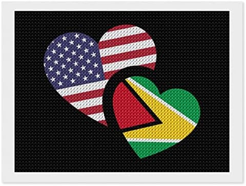 Гвајана американско знаме Дијамантски комплети за сликање 5d DIY целосна вежба Rhinestone Arts Wallиден декор за возрасни 8 x12