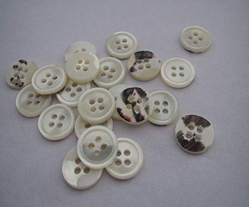 Копчето Xucus 12mm Бела боја Трокас школка има тркалезно раб 4 дупки со висока оценка на мода на копче за школка 100 парчиња