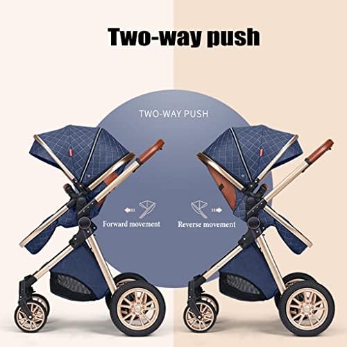 Giznxba 2 во 1 висок пејзаж кабриолет шетач за бебиња, новороденче реверзибилна басинетска количка, преклопна количка за преклопување