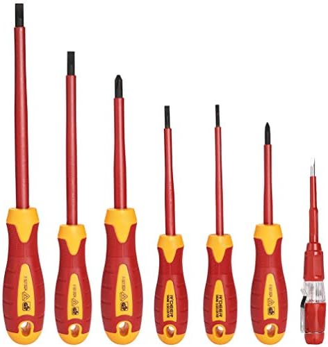 Screwdriver 7PCS CR-V 1000V VDE изолиран окус шрафцигер бит постави магнетски електричен за завртки за поправка на возачи со напон со напон тестер