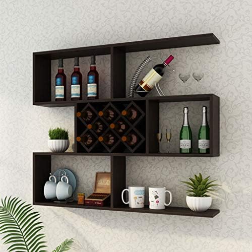 Вино држач за дрвени чаши држач за лепки што висат домаќинства кујнски бар за складирање рамка J1031, PIBM, црна, 100 * 20см