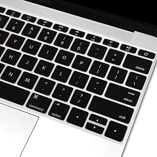 Gmyle Silicone тастатура за тастатура за MacBook 12 инчи и нов MacBook Pro 13 Inch - Црно