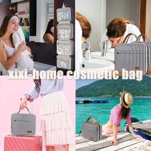 xixi-домашна машка и женска патна козметичка торба со кука, пренослива козметичка торба водоотпорна торба за перење со голем капацитет,