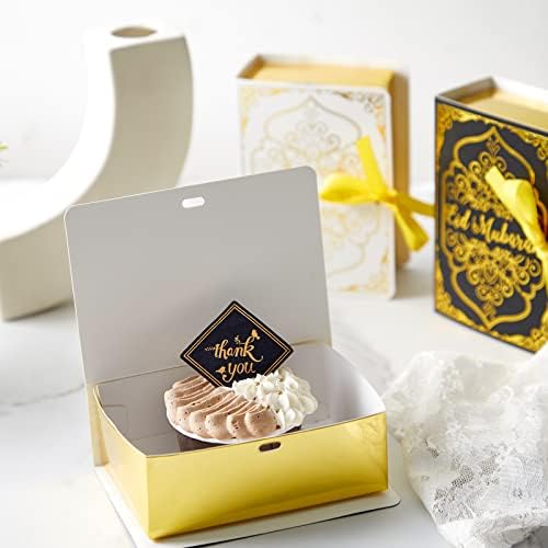 36 парчиња Рамадан Еид Мубарак Поволности кутии Еид Мубарак третираат кутија забава фаворизираат квадратни бонбони рамадан кутија со златна